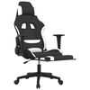 vidaXL Chaise de jeu de massage avec repose-pied Noir et blanc Tissu