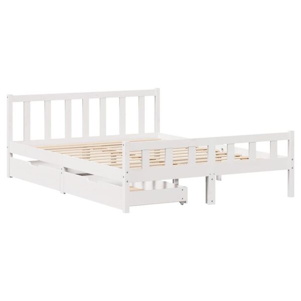 vidaXL Cadre de lit sans matelas blanc 160x200 cm bois de pin massif