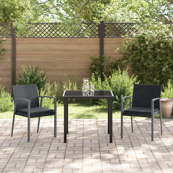vidaXL Ensemble de salle &agrave; manger pour jardin 3 pcs Noir et gris
