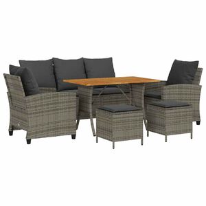 vidaXL Ensemble de canap&eacute; de jardin 6 pcs avec coussins gris r&eacute;sine tress&eacute;e