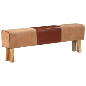 vidaXL Banc saut de cheval 160 cm Marron Cuir v&eacute;ritable et bois acacia