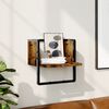 vidaXL &Eacute;tag&egrave;re murale avec barre ch&ecirc;ne fum&eacute; 30x25x30 cm