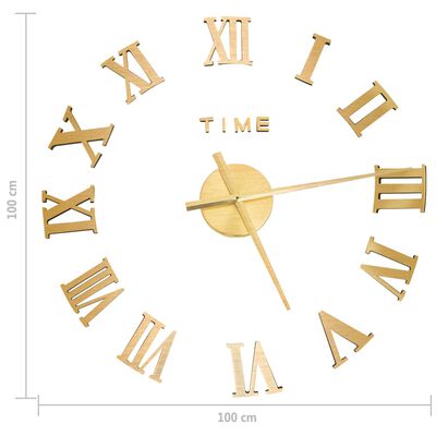 vidaXL Horloge murale 3D Design moderne Doré 100 cm XXL