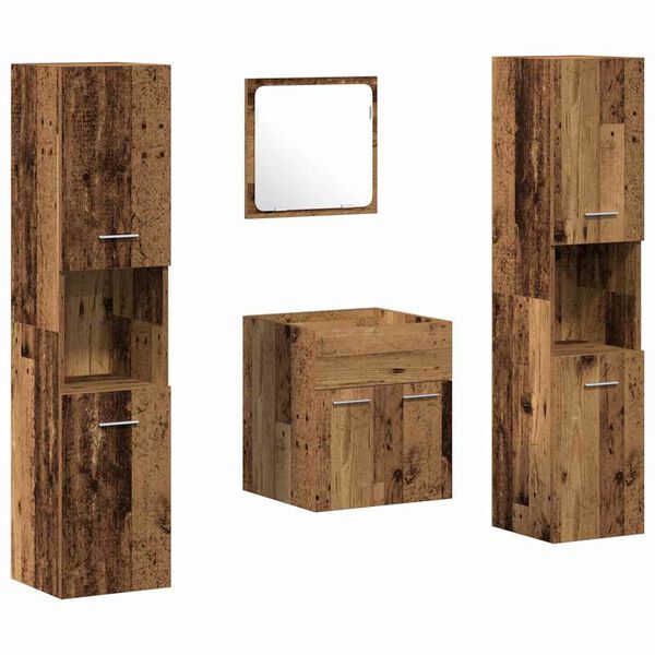 vidaXL Ensemble de mobilier de salle de bain 4 pcs Bois Ancien
