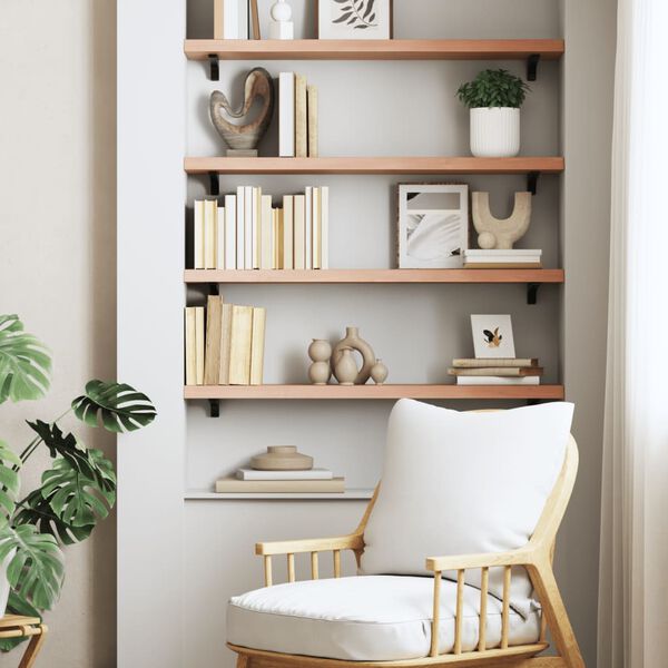vidaXL &Eacute;tag&egrave;re murale marron clair 80x20x4 cm bois ch&ecirc;ne massif trait&eacute;