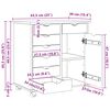 vidaXL Cabinet roulant Gris 63,5 x 39 x 65,5 cm Bois de Pin Massif