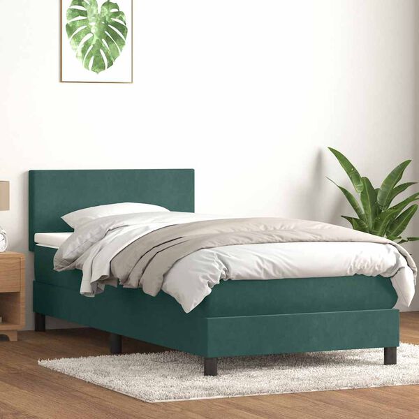 vidaXL Sommier &agrave; lattes de lit et matelas vert fonc&eacute; 100x220cm velours