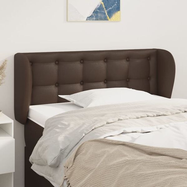 vidaXL T&ecirc;te de lit avec oreilles Marron 103x23x78/88 cm Similicuir