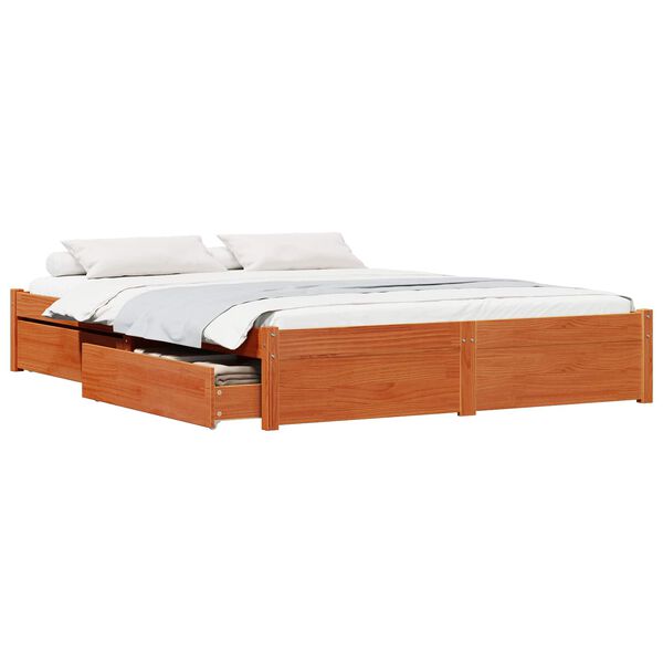 vidaXL Cadre de lit Cire marron 140 x 200 cm Bois de Pin Massif