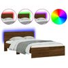 vidaXL Cadre de lit avec t&ecirc;te de lit et LED ch&ecirc;ne marron 135x190 cm