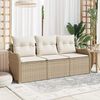 vidaXL Ensemble de canap&eacute; de jardin 3 pcs Beige Poly rotin