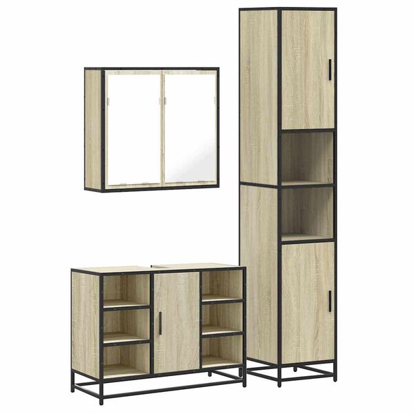 vidaXL Ensemble de meubles de salle de bain 3 pcs ch&ecirc;ne sonoma