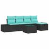 vidaXL Ensemble de canap&eacute; de jardin 6 pc Noir polyrotin