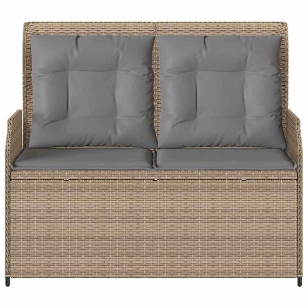 vidaXL Banc de jardin avec coussin Beige Poly rotin