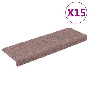 vidaXL Tapis d'escalier autocollants 15 pi&egrave;ces 65 x 21 x 4 cm Cr&egrave;me Bord rectangulaire