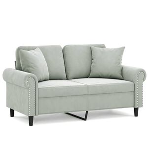 vidaXL Canap&eacute; 2 places avec oreillers d&eacute;coratifs bleu 120 cm velours
