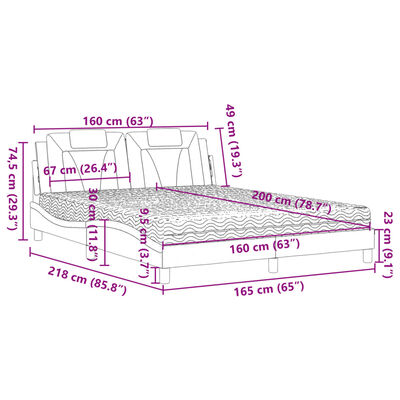 vidaXL Lit avec matelas marron 160x200 cm similicuir