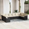 vidaXL Ensemble de canap&eacute; de jardin 10 pcs Noir et blanc polyrotin