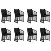 vidaXL Ensemble &agrave; manger de jardin avec coussins 9 pcs noir