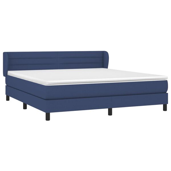 vidaXL Sommier &agrave; lattes de lit avec matelas Bleu 160x200 cm Tissu