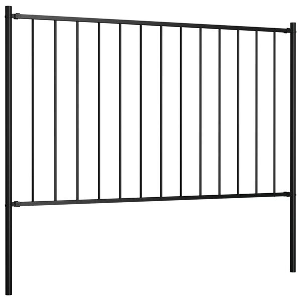 vidaXL Panneau de cl&ocirc;ture avec poteaux en acier thermolaqu&eacute; 1,7 x 1 m noir