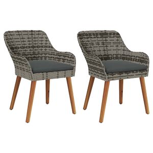 vidaXL Chaise de jardin 2 pcs Gris 62,5 x 55 x 82 cm polyrotin