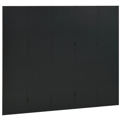 vidaXL Cloison de séparation 5 panneaux Noir 200x180 cm Acier