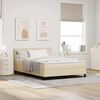 vidaXL Lit &agrave; ressorts avec t&ecirc;te de lit Cr&egrave;me 140 x 190 cm tissu