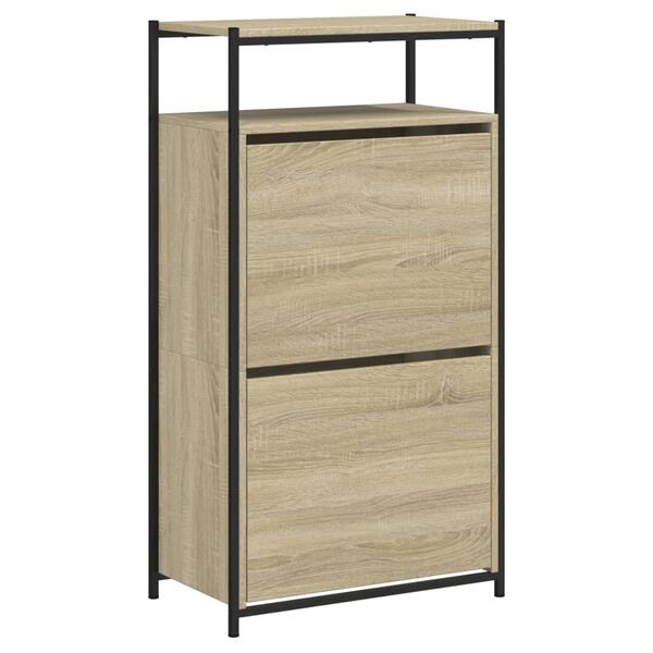 vidaXL Armoire &agrave; chaussures ch&ecirc;ne sonoma 60x34x112cm bois d'ing&eacute;nierie