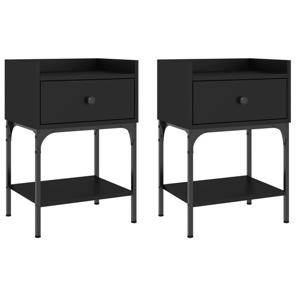vidaXL Tables de chevet 2 pcs noir 40,5x31x60 cm bois d&rsquo;ing&eacute;nierie
