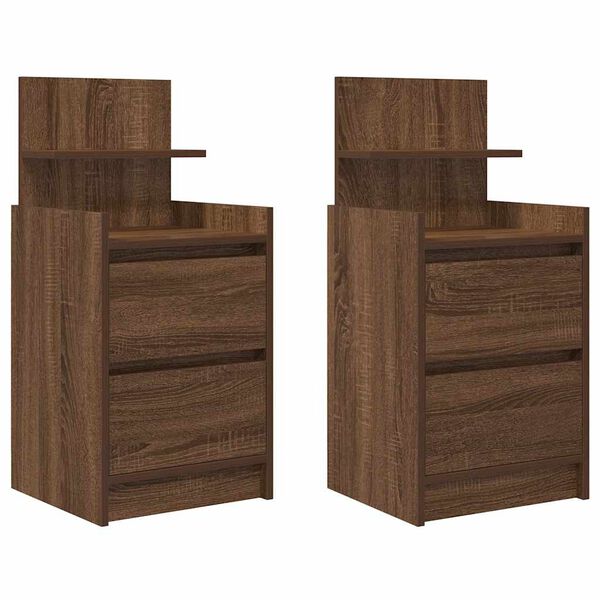 vidaXL Tables de chevet avec 2 tiroirs 2 pcs ch&ecirc;ne marron 38x34x80 cm