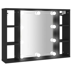 vidaXL Armoire &agrave; miroir avec LED noir 76x15x55 cm