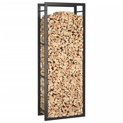 vidaXL Portant de bois de chauffage Noir mat 50x28x132 cm Acier