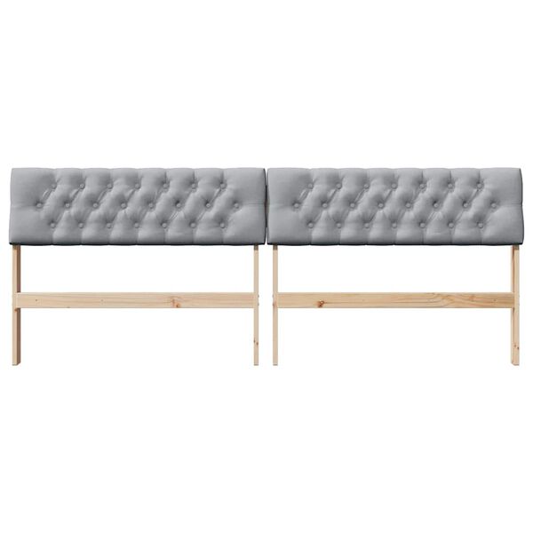 vidaXL T&ecirc;te de lit capitonn&eacute;e Gris clair 200 cm Pin massif