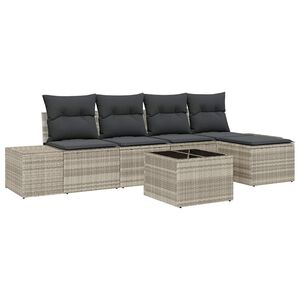 vidaXL Ensemble de canap&eacute; de jardin 6 pc Gris clair polyrotin