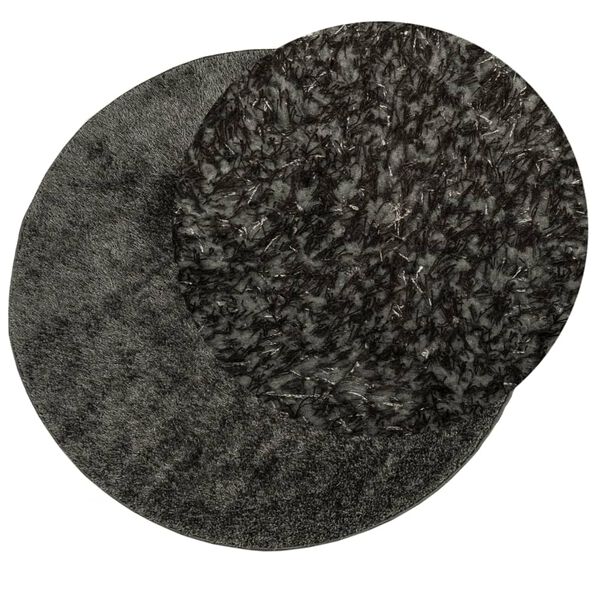 vidaXL Tapis ISTAN à poils longs aspect brillant anthracite Ø 80 cm