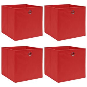 vidaXL Bo&icirc;tes de rangement 4 pcs Rouge 32x32x32 cm Tissu