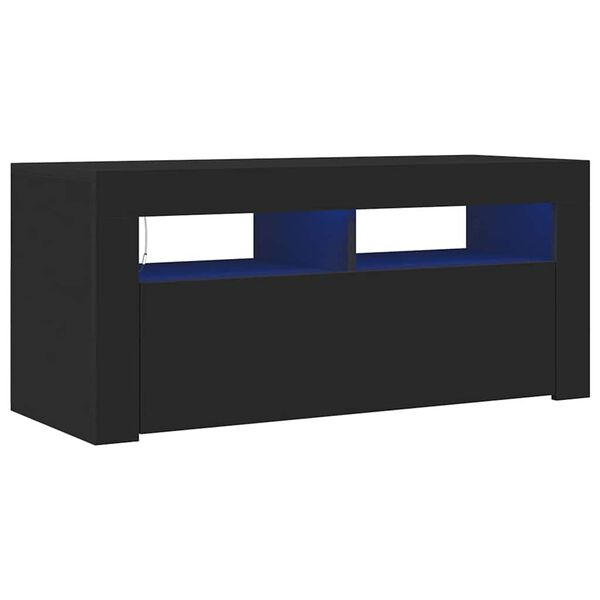 vidaXL Meuble TV avec lumi&egrave;res LED noir 90x35x40 cm