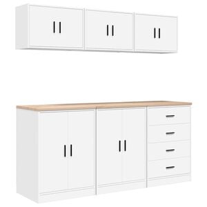 vidaXL Armoires de garage 6 pcs blanc bois d'ing&eacute;nierie