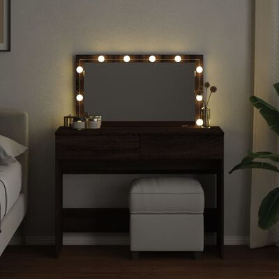 vidaXL Coiffeuse avec LED chêne marron 100x40x120 cm