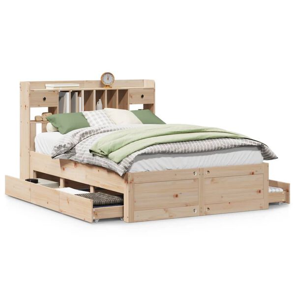 vidaXL Lit biblioth&egrave;que sans matelas 140x190 cm bois de pin massif