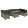 vidaXL Ensemble de canap&eacute; de jardin 11 pc Gris Poly rotin
