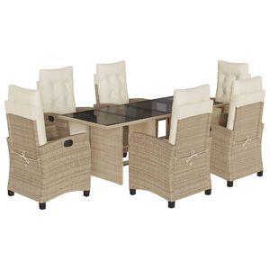 vidaXL Ensemble &agrave; manger de jardin et coussins 7 pcs beige poly rotin
