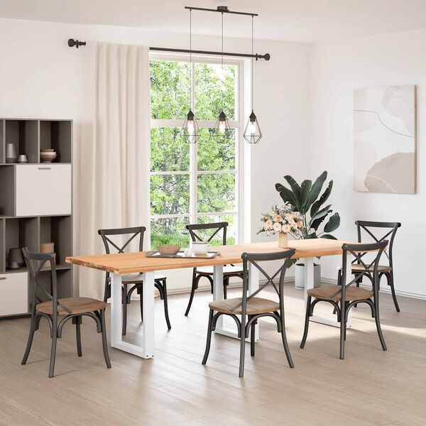 vidaXL Pieds de table &agrave; manger en U, 3 pi&egrave;ces, blanc, 70 x (72-73) cm, acier