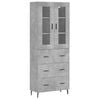 vidaXL Buffet haut Gris b&eacute;ton 69,5x34x180 cm Bois d'ing&eacute;nierie