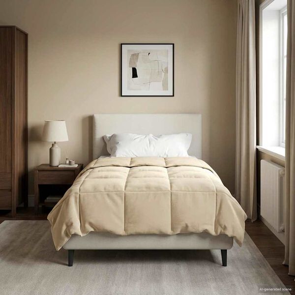 vidaXL Duvet d'hiver Matelass&eacute; Cr&egrave;me 155 x 200 cm Microfibre