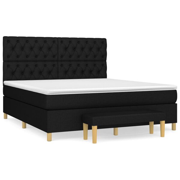 vidaXL Sommier &agrave; lattes de lit avec matelas Noir 160x200 cm Tissu