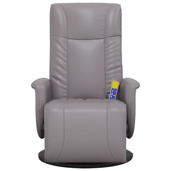 vidaXL Fauteuil inclinable de massage repose-pieds gris similicuir