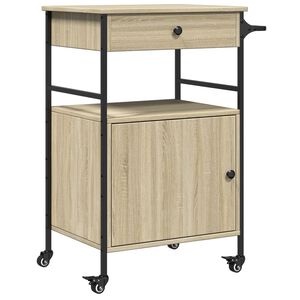 vidaXL Chariot de cuisine ch&ecirc;ne sonoma 56x43x89,5 cm bois d'ing&eacute;nierie