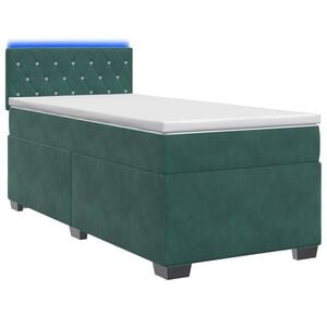 vidaXL Lit de box spring avec matelas et LED Vert fonc&eacute; 80 x 200 cm